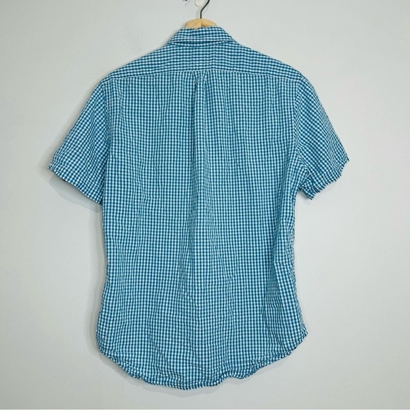 Ralph Lauren Blue Gingham Seersucker Cotton Button Up M - Picture 5 of 6